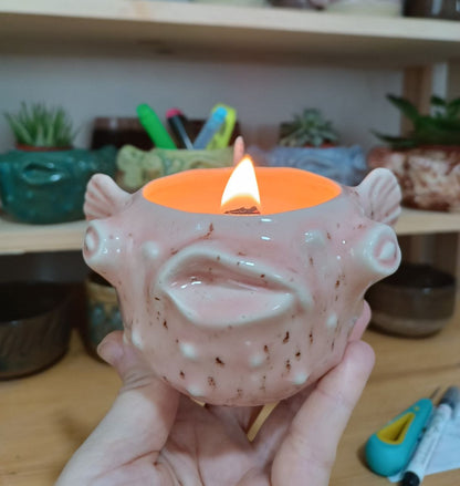 Vela Pez Globo (Recipiente de cerámica)